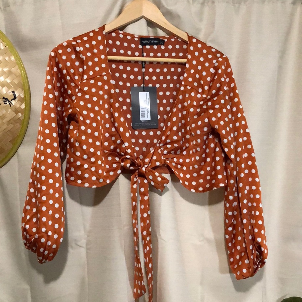 Long Sleeve Crop Polkadot